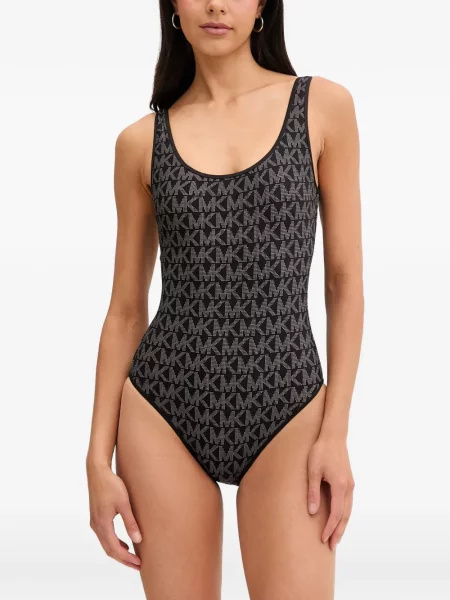 Reversibil costum de baie Michael Michael Kors cu autograf evazat negru