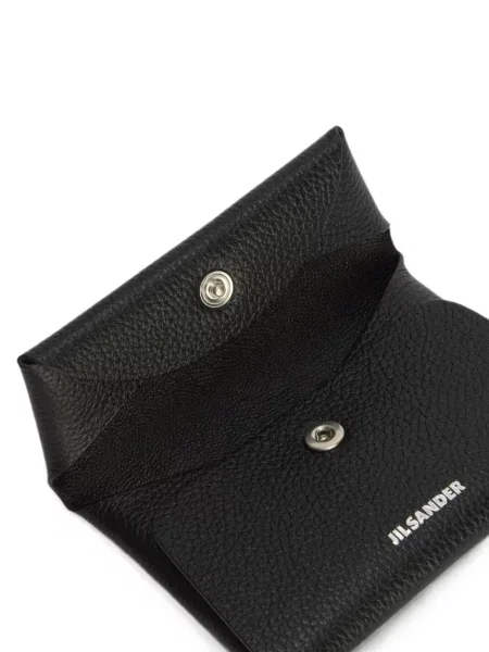 Kožená peněženka Jil Sander s autogramem černá