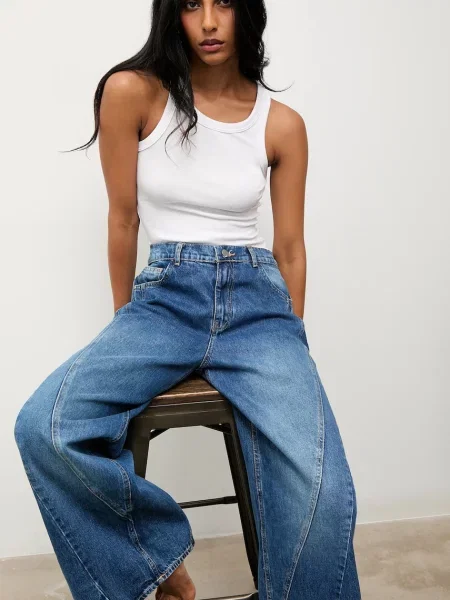 Answear.LAB дънки wide leg дамски синьо