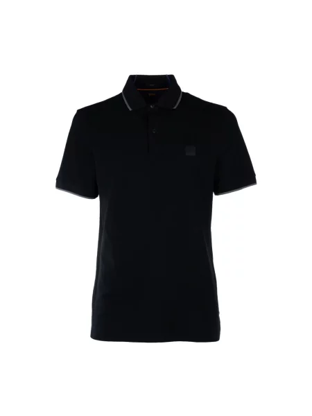 Haftowana koszulka polo Boss Orange z krótkim rękawem czarna