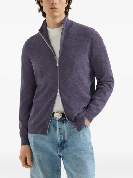 Cardigan Brunello Cucinelli din cașmir violet