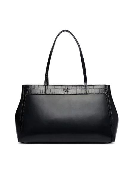 Calvin Klein Дамска чанта Ck Croc Snap Large Tote черен