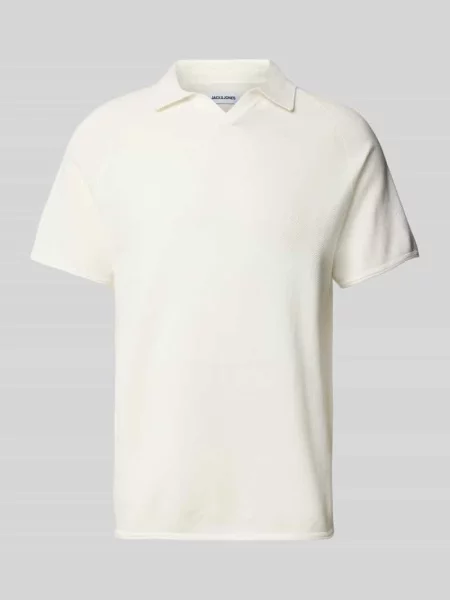 Koszulka polo o kroju slim fit z fakturowanym wzorem model ‘HILL KNIT’ Jack & Jones białe