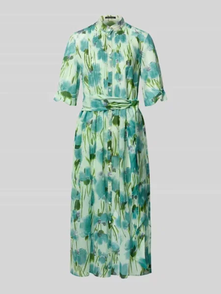 Sukienka midi ze stójką i plisami z mieszanki lyocellu i ramii Luisa Cerano