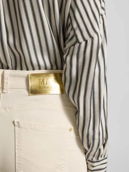 Spodnie materiałowe o kroju wide fit z 5 model „Rich” Mac białe
