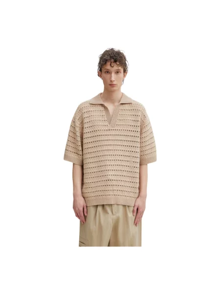 Koszulka polo Maison Kitsune brązowa