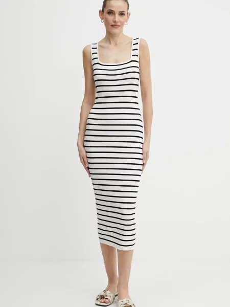 Morgan sukienka RMDEBI beżowy midi dopasowana RMDEBI czarna