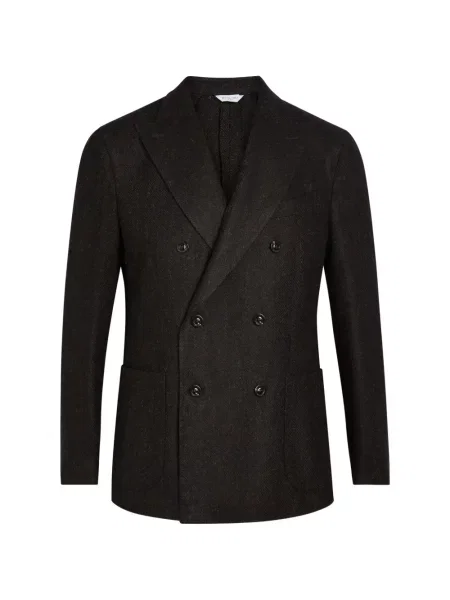 Sacou Boglioli cu model herringbone cu două rânduri de nasturi maro