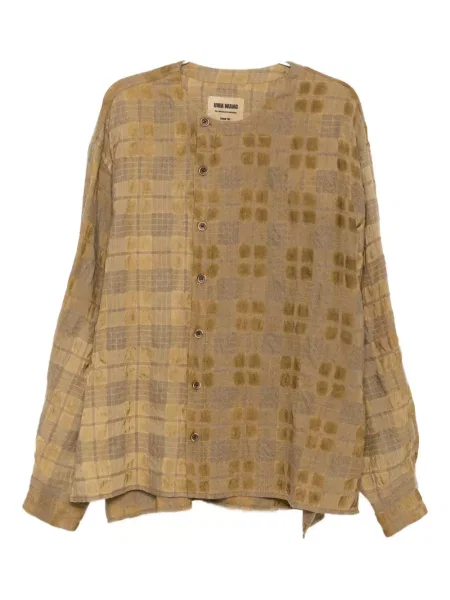 Kostkovaná košile Uma Wang hnědá