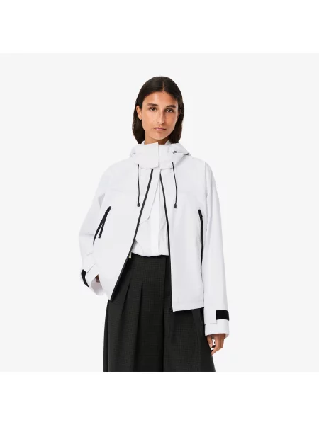 Lacoste Kurtka Oversize Z Kołnierzykiem Polo biała