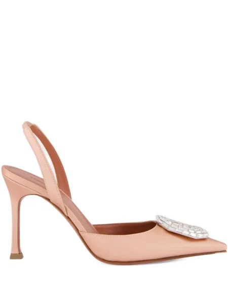 Pantofi cu toc Amina Muaddi slingback de cristal roz