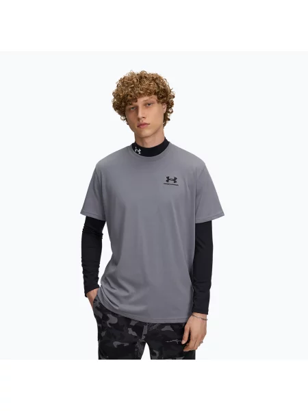 Tricou de antrenament pentru bărbați Under Armour Logo Emb Heavyweight titan gray/black negru