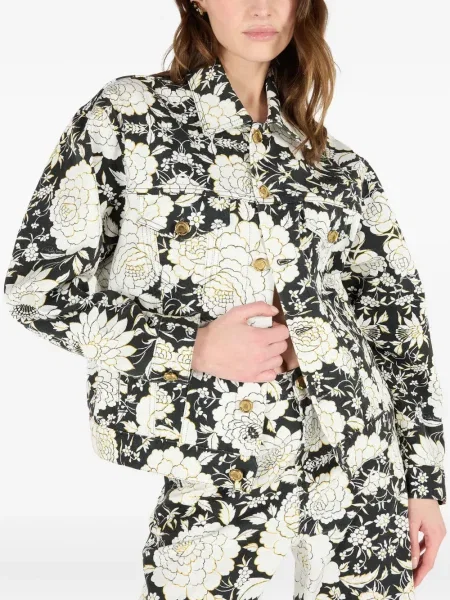 Geacă de blugi Roberto Cavalli cu model floral cu imagine alb