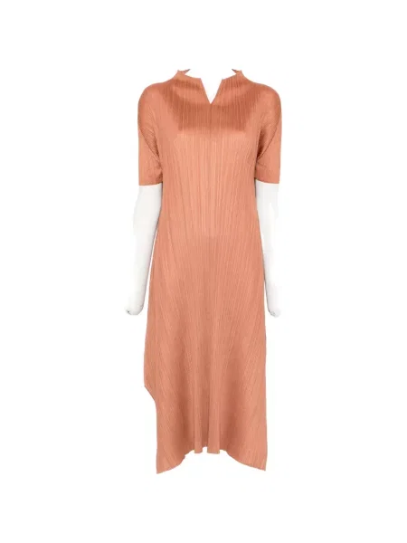 Rochie midi Pleats Please Issey Miyake portocaliu