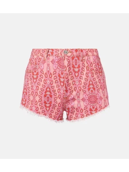 Pantaloni scurți din denim Etro cu imagine roz