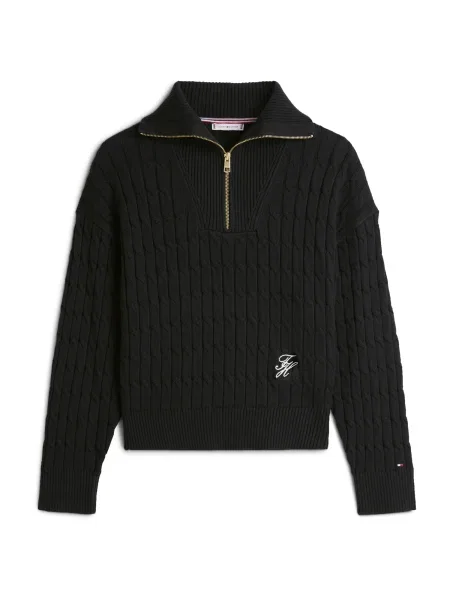 TOMMY HILFIGER Pulover / alb negru