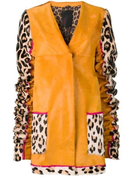 Palton Liska cu imprimeu animal print galben