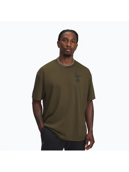 Tricou de antrenament pentru bărbați Under Armour Project Rock Q4 expedition green/black negru
