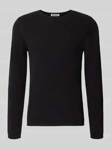 Sweter o kroju slim fit z czystej bawełny Review czarny