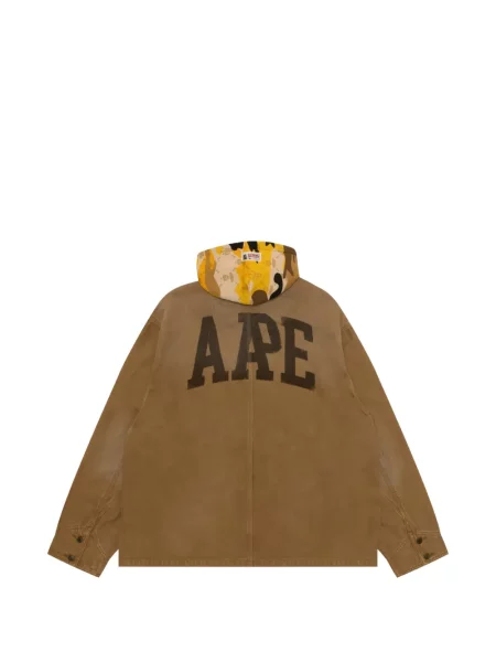 Gulerat geacă Aape By A Bathing Ape de catifea cord cu imagine maro