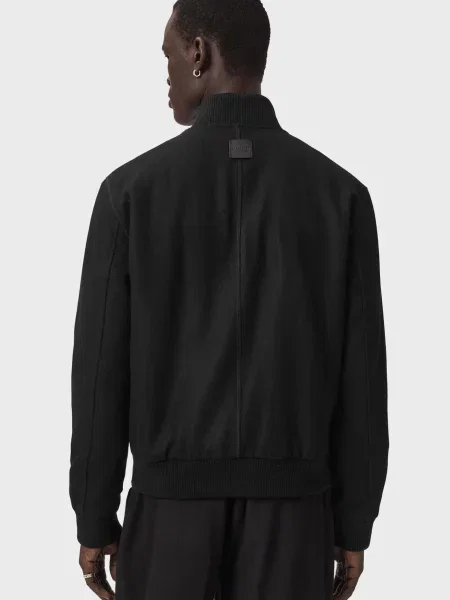 Вовняне пальто Allsaints чорне