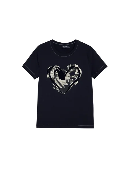 Desigual Tricou Letter Core negru