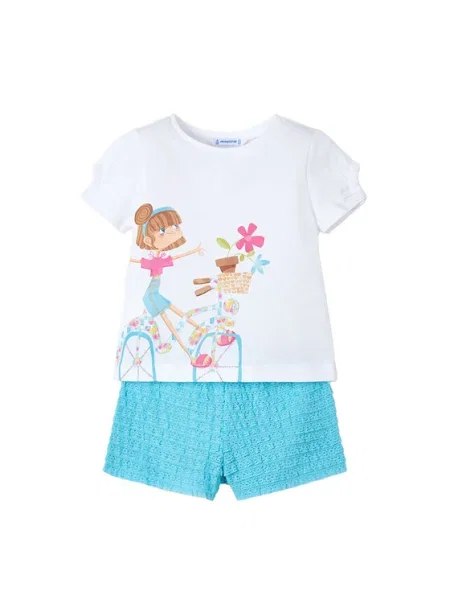 Mayoral Set tricou și pantaloni scurți albastru