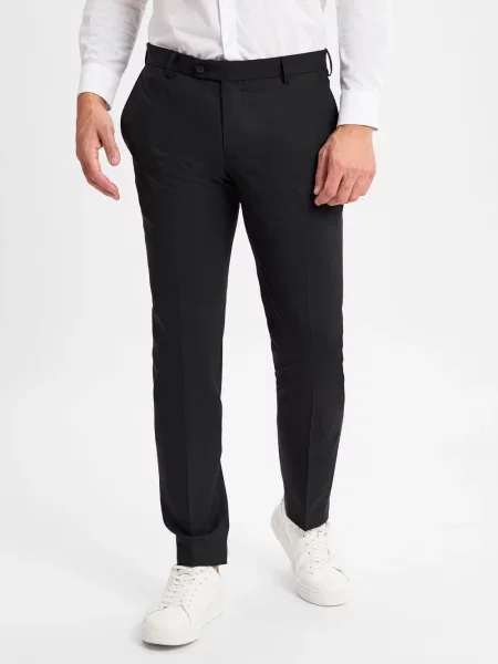 Finshley & Harding Spodnie Mitch Mężczyźni Modern Fit Sztuczne włókno jednolity 26 czarny