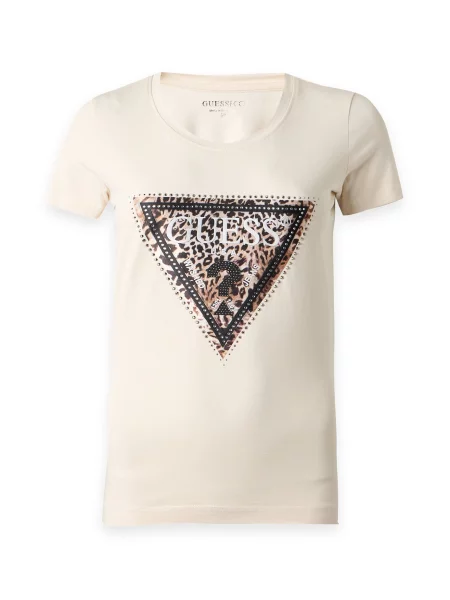 GUESS Tricou SAVANNA crem / maro negru