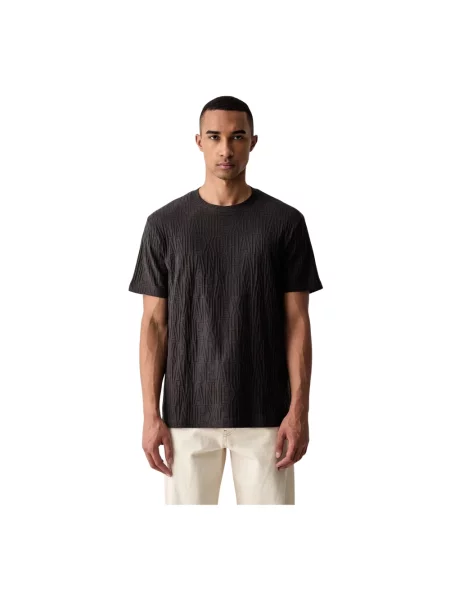 Koszulka Armani Exchange żakardowa z logo brązowa