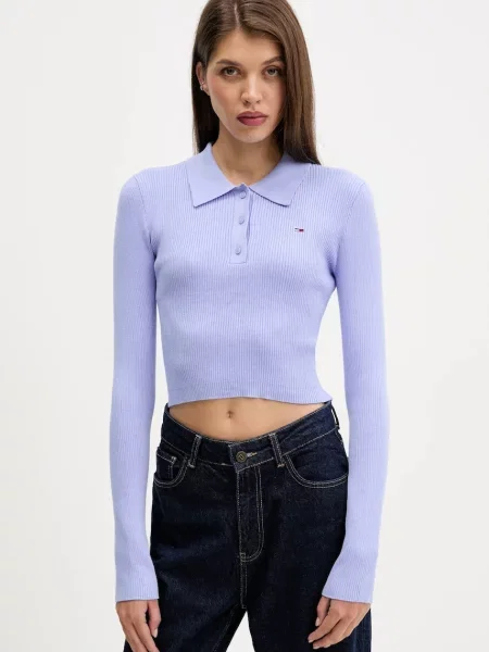 Tommy Jeans sweter lekki fioletowy