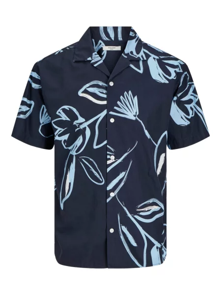 JACK & JONES Cămașă Palma Resort albastru marin / albastru porumbel alb