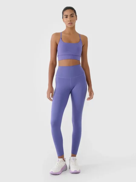 4F legginsy sportowe z wysokim stanem S fioletowe