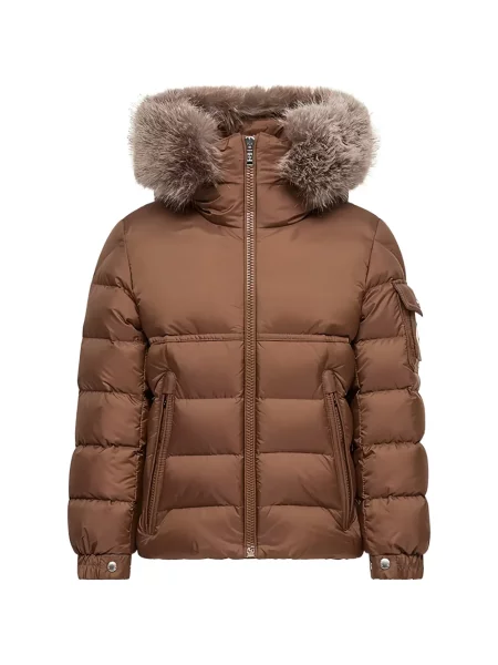 Kurtka puchowa dziecięca Moncler Enfant brązowa