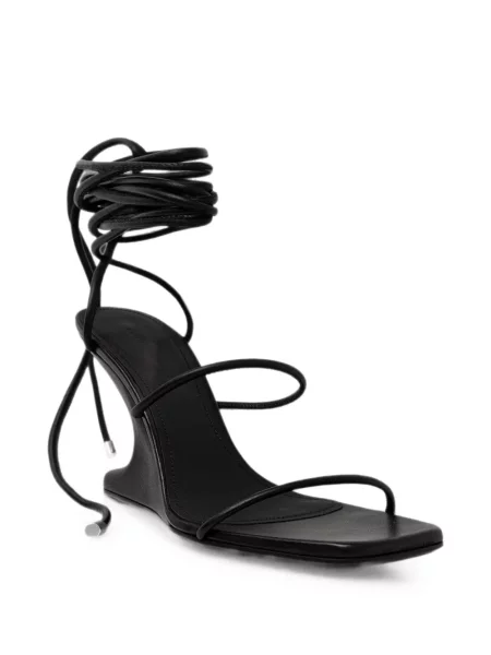 Сандали Rick Owens Lilies с връзки с клин ток с дантела черно