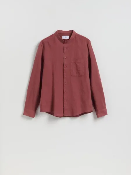 Reserved Сорочка regular fit із додаванням льону карміновий 