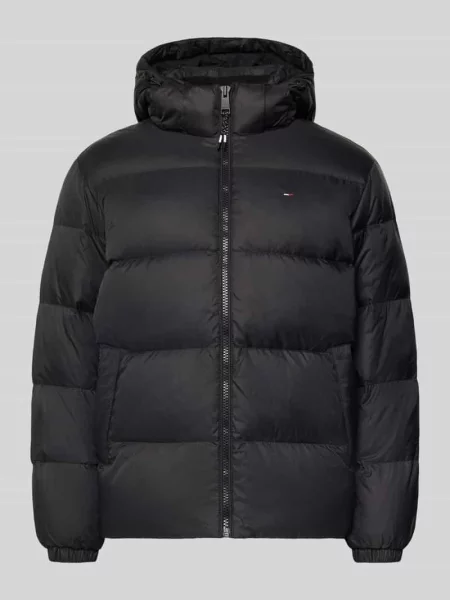 Kurtka puchowa o kroju regular fit z wyhaftowanym logo czarna