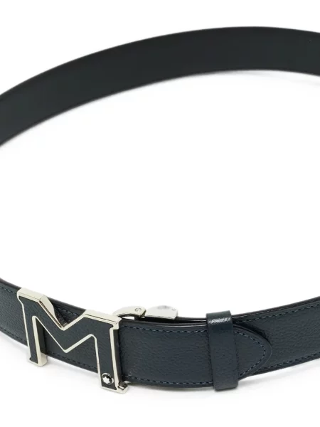 Cu centură reversibil curea Montblanc din piele albastru