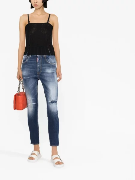 Džinsai Dsquared2 apkarpytas mėlyna