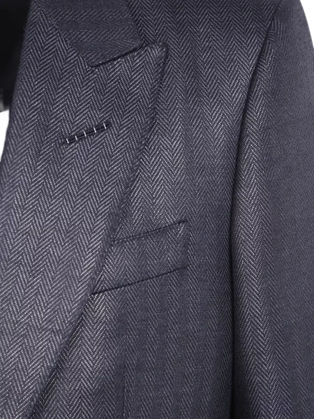 Sacou Tom Ford de lână cu model herringbone negru