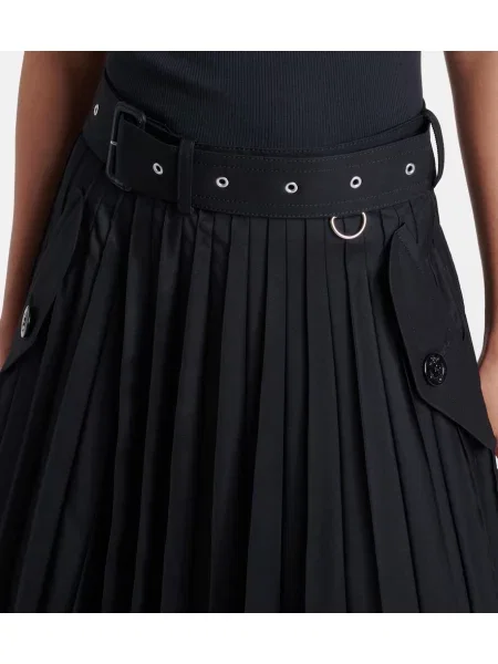 Cu centură fustă midi Sacai negru