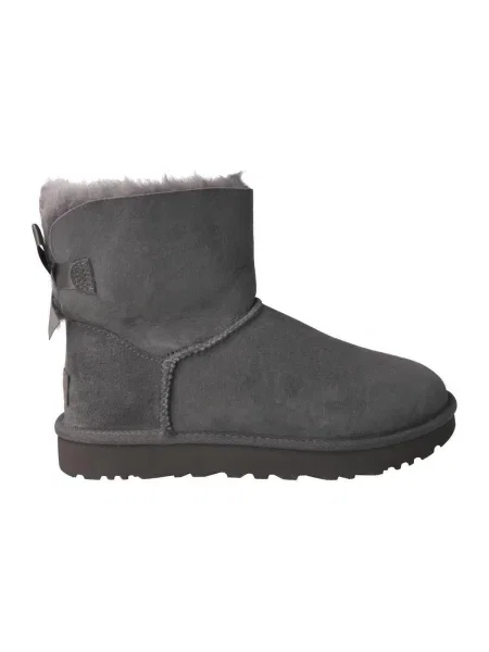 UGG De piele bocanci MINI BAILEY BOW II cu adaos de lână | shearling gri