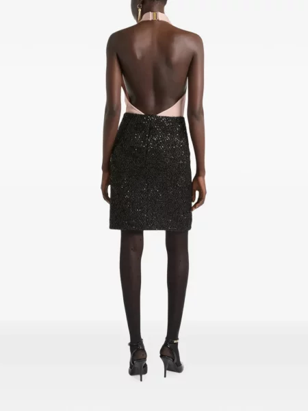 Fustă midi Balmain din tweed negru