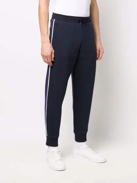 Pruhované žebrované kalhoty Giorgio Armani modré