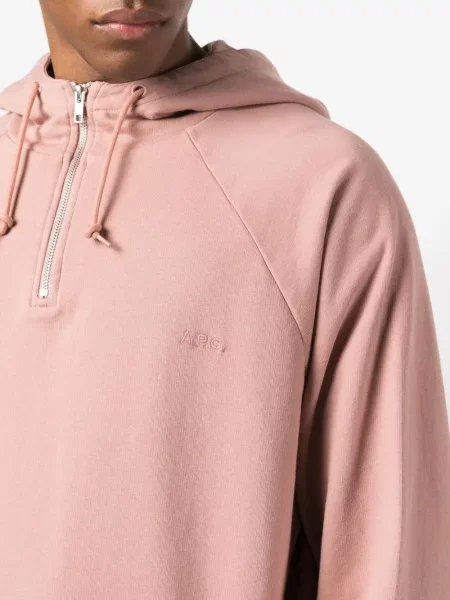 Μισό φερμουάρ hoodie A.p.c. ροζ