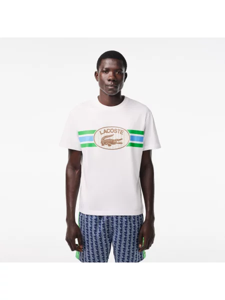 Lacoste Koszulka O Regularnym Kroju Z Monogramem Na Karku biały