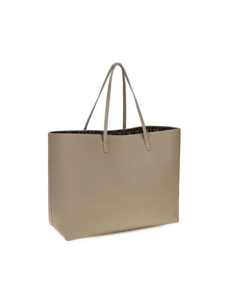 Shopperka Fendi skórzana z logo beżowa