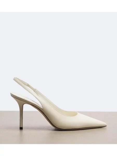 Pantofi cu toc Jimmy Choo din piele slingback alb