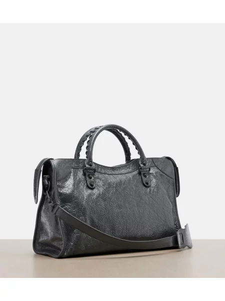 Top Balenciaga din piele gri
