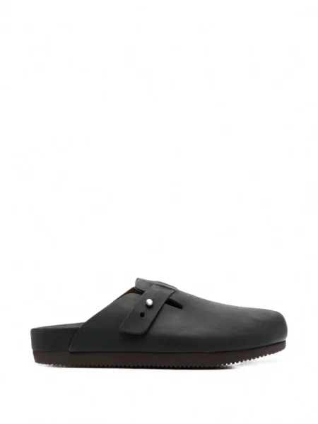 Papuci tip mules Buttero din piele cu cataramă negru